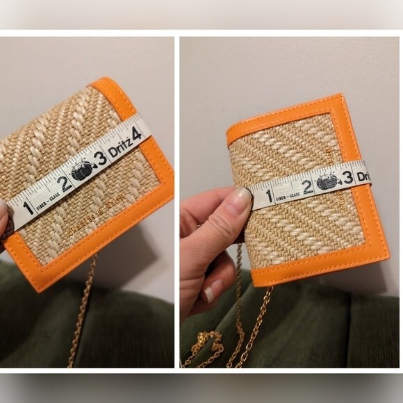Charles & Keith Orange and Beige Woven Wallet - Picture 8 of 10